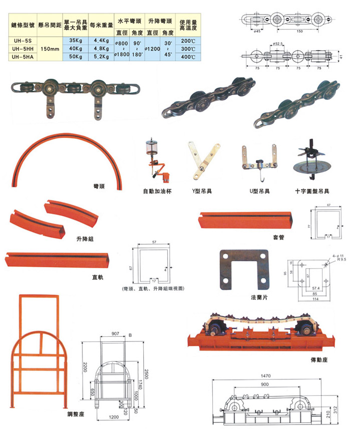 轻型悬挂输送链及相关产品